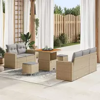Lauko baldų komplektas Sodo Sofų Rinkinys 8 pcs smėlio ir šviesiai pilkos spalvos