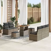 Lauko baldų komplektas Sodo Sofų Rinkinys su pagalve 8 pcs Pilka poliratanas