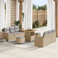 Sodo Sofų Rinkinys 9 pcs smėlio ir šviesiai pilkos spalvos