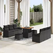 Sodo Sofų Rinkinys su pagalve su saugykla 9 pcs Juoda