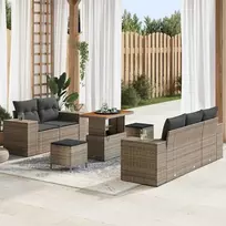 Sodo Sofų Rinkinys su pagalve 8 pcs Pilka Poli ratanas