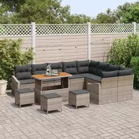 Sodo Sofų Rinkinys su pagalve 13 pcs Pilka Poli ratanas