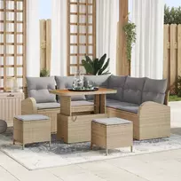 Lauko baldų komplektas Sodo Sofų Rinkinys su pagalve 8 pcs Smėlio poliratanas