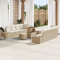 Lauko baldų komplektas Sodo Sofų Rinkinys su pagalve 11 pcs Smėlio poliratanas