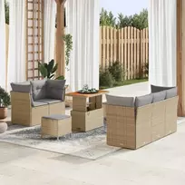 Sodo Sofų Rinkinys 8 pcs smėlio ir šviesiai pilkos spalvos