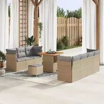 Sodo Sofų Rinkinys 10 pcs smėlio ir šviesiai pilkos spalvos
