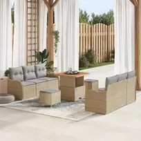 Lauko baldų komplektas Sodo Sofų Rinkinys su pagalve 9 pcs Smėlio poliratanas