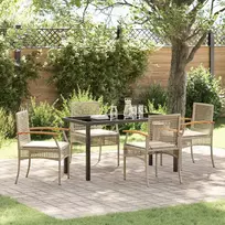 Lauko baldų komplektas Sodo valgomojo komplektas 5 pcs Bežinė ir juoda Ratanas