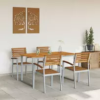 Lauko baldų komplektas Sodo valgomojo komplektas 5 pcs Pilka Kietos akacijos mediena