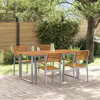 Lauko baldų komplektas Sodo valgomojo komplektas 5 pcs Pilka Kietos akacijos mediena