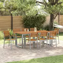 Lauko baldų komplektas Sodo valgomojo komplektas 9 pcs Pilka Kietos akacijos mediena
