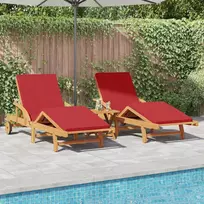 Saulės gultas 2 pcs Raudona 200 x 67 x 84 cm