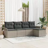 Lauko baldų komplektas Lauko sofa su pagalve 5 pcs Šviesiai pilka poliratanas