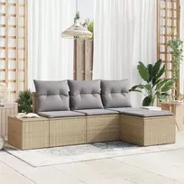 Lauko baldų komplektas Sodo Sofų Rinkinys su pagalve 4 pcs Smėlio poliratanas