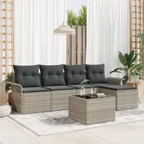 Lauko baldų komplektas Lauko sofa su pagalve 6 pcs Šviesiai pilka poliratanas