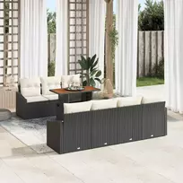 Lauko baldų komplektas Sodo Sofų Rinkinys su saugykla 8 pcs Juoda Poli ratanas