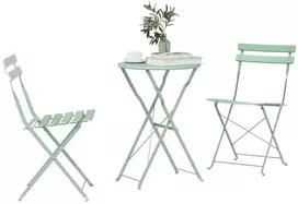 Lauko baldų komplektas Sulankstomas bistro rinkinys 3 pcs Jūros putos Plienas