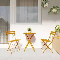 Lauko baldų komplektas Sulankstomas bistro rinkinys 3 pcs Garstyčių Plienas