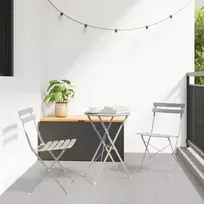Lauko baldų komplektas Sulankstomas bistro rinkinys 3 pcs Smėlio Plienas