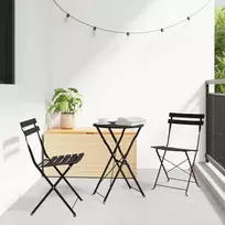 Lauko baldų komplektas Sulankstomas bistro rinkinys 3 pcs Antracitas Plienas