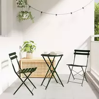 Lauko baldų komplektas Sulankstomas bistro rinkinys 3 pcs Miškas Plienas