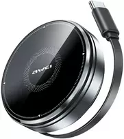 Indukcinis įkroviklis 3 viename AWEI W27 15W su USB-C laidu, greitas įkrovimas, juodos spalvos