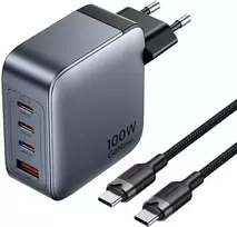 „Vention“ 100 W GaN 1 x USB-A 3 x USB-C + USB-C į USB-C kabelis 1 m