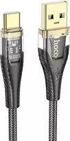 Cable USB A į USB C Hoco 2,4A 1,2 m U121 juodas skaidrus