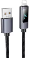 USB A laidas į „Lightning“ Hoco 2,4A su ekranu 1 m X112 juodas