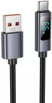 Laidas USB A į USB C Hoco 5A su ekranu 1 m X112 juodas
