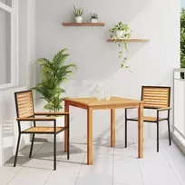 Lauko baldų komplektas Sodo valgomojo komplektas 3 pcs Juoda Kietos akacijos mediena