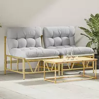 Lauko sėdimos vietos su pagalve 2 pcs Šviesiai pilka Plienas