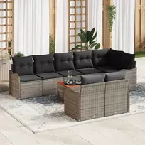 Lauko baldų komplektas Sodo Sofų Rinkinys su pagalve 9 pcs Pilka poliratanas