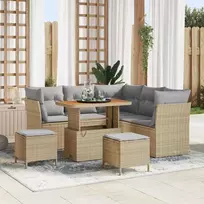 Sodo Sofų Rinkinys 8 pcs smėlio ir šviesiai pilkos spalvos