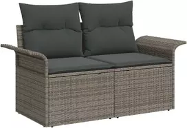 Lauko baldų komplektas Sodo Sofų Rinkinys su pagalve 6 pcs Pilka Poli ratanas