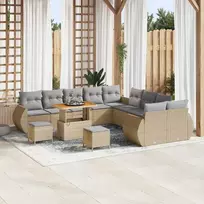 Sodo Sofų Rinkinys 13 pcs smėlio ir šviesiai pilkos spalvos