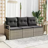 Sodo Sofų Rinkinys su pagalve 3 pcs Pilka poliratanas