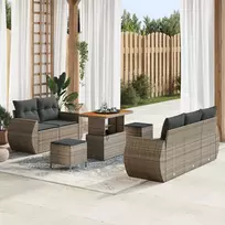 Lauko baldų komplektas Sodo Sofų Rinkinys 8 pcs Pilka poliratanas