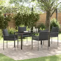 Lauko baldų komplektas Sodo valgomojo komplektas 5 pcs Juoda ir pilka PE ratanas