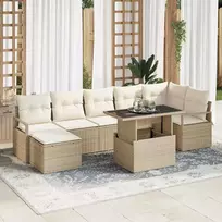 Sodo Sofų Rinkinys su pagalve 8 pcs smėlio ir kreminės spalvos
