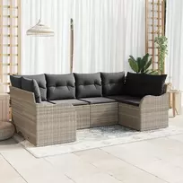 Sodo Sofų Rinkinys 6 pcs Šviesiai pilka Poli ratanas