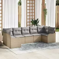Lauko baldų komplektas Sodo Sofų Rinkinys 7 pcs smėlio ir šviesiai pilkos spalvos