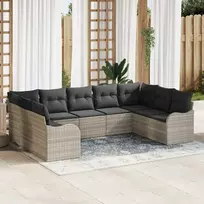 Lauko baldų komplektas Sodo Sofų Rinkinys su saugykla 9 pcs Šviesiai pilka poliratanas