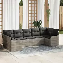 Lauko baldų komplektas Sodo Sofų Rinkinys 7 pcs Šviesiai pilka Poli ratanas