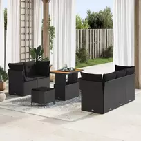 Lauko baldų komplektas Sodo Sofų Rinkinys su pagalve 8 pcs Juoda poliratanas