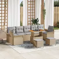 Lauko baldų komplektas Sodo Sofų Rinkinys su pagalve 10 pcs Smėlio poliratanas