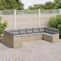 Lauko baldų komplektas Sodo Sofų Rinkinys 10 pcs smėlio ir šviesiai pilkos spalvos