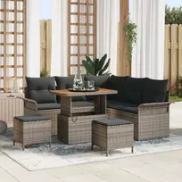 Lauko baldų komplektas Sodo Sofų Rinkinys su pagalve 8 pcs Pilka poliratanas