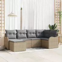 Lauko baldų komplektas Sodo Sofų Rinkinys 6 pcs smėlio ir šviesiai pilkos spalvos