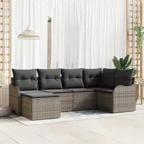 Lauko baldų komplektas Sodo Sofų Rinkinys su pagalve 6 pcs Pilka Poli ratanas